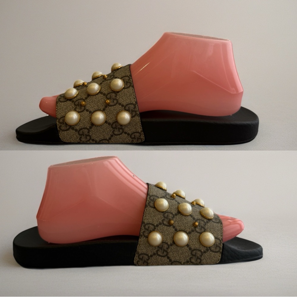 Gucci Pearl Slides RARE - WOMEN'S SIZE 39 *runs 1/2 size small, will fit size 8 - Picture 5 of 11